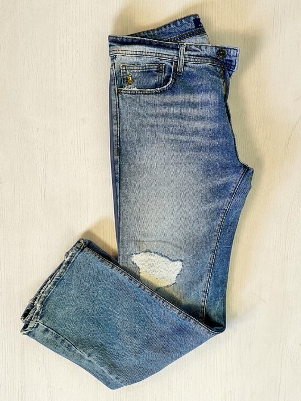 Polo Ralph Lauren Men’s Polo Bear Distressed Jeans in Blue